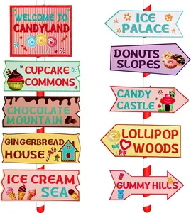20 Pieces Candyland Party Decorations Candyland Trunk or Treat Car Decorations Kit Candyland Backdrop Signs for Halloween Christmas Party Decor (Cardstock)