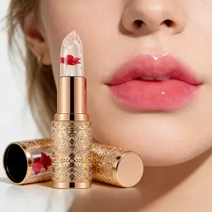 Magic Color Changing Lipstick - Crystal Gold Foil Petal Balm Glossy Balm Finish