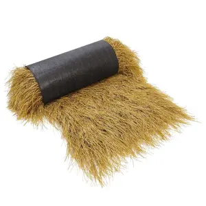 Artificial Straw Roll Thatch Grass Roof for Tiki Bar Hut Party Garden Fence Patio DIY Crafts, Palapa Thatch Roofing Duck Blind Grass Hay Bales for Decoration, Yellow, 48" x 16"