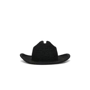 Lack of Color Raffia Cowboy Hat in Noir