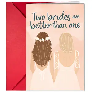 1pc Double Bride-Themed Greeting Card Envelope Set Blank Stationery for Wedding Party Blessings & Gifts Couple Wedding Wishes, Anniversary Surprise Gifts & Special Occasions