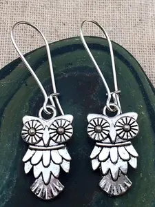 Vintage Bohemian Style Silver Color Owl Dangle Earrings, Devil Eye Ear Jewelry, Cold Wind Women's Cat Head Butterfly Earrings Wholesale