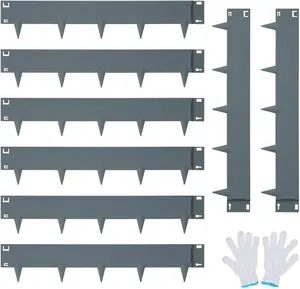 GAOMON Metal Landscape Edging 6-Pack Galvanized Steel Garden Edging, Bendable Garden Edging Border, Shark Spike, Lawn Edging for Flower Bed Yard Pathway Divider-8