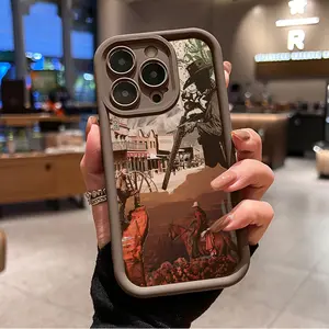 Cowboy Shooter Western Style Pattern Phone Case for iPhone 16 15 14 Pro Max 13 12 11 XR XS Plus Shockproof Drop Protection Rugged Durable Silicone Cover