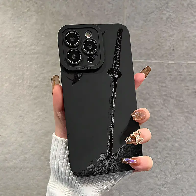 Hand-Drawn Samurai Sword Design Shockproof Cellphone Casing Ultra-Thin Protective Phone Case, Full Protection Soft Cover for iPhone 17/16/15/14/13/12/11/plus/pro Max Accessories