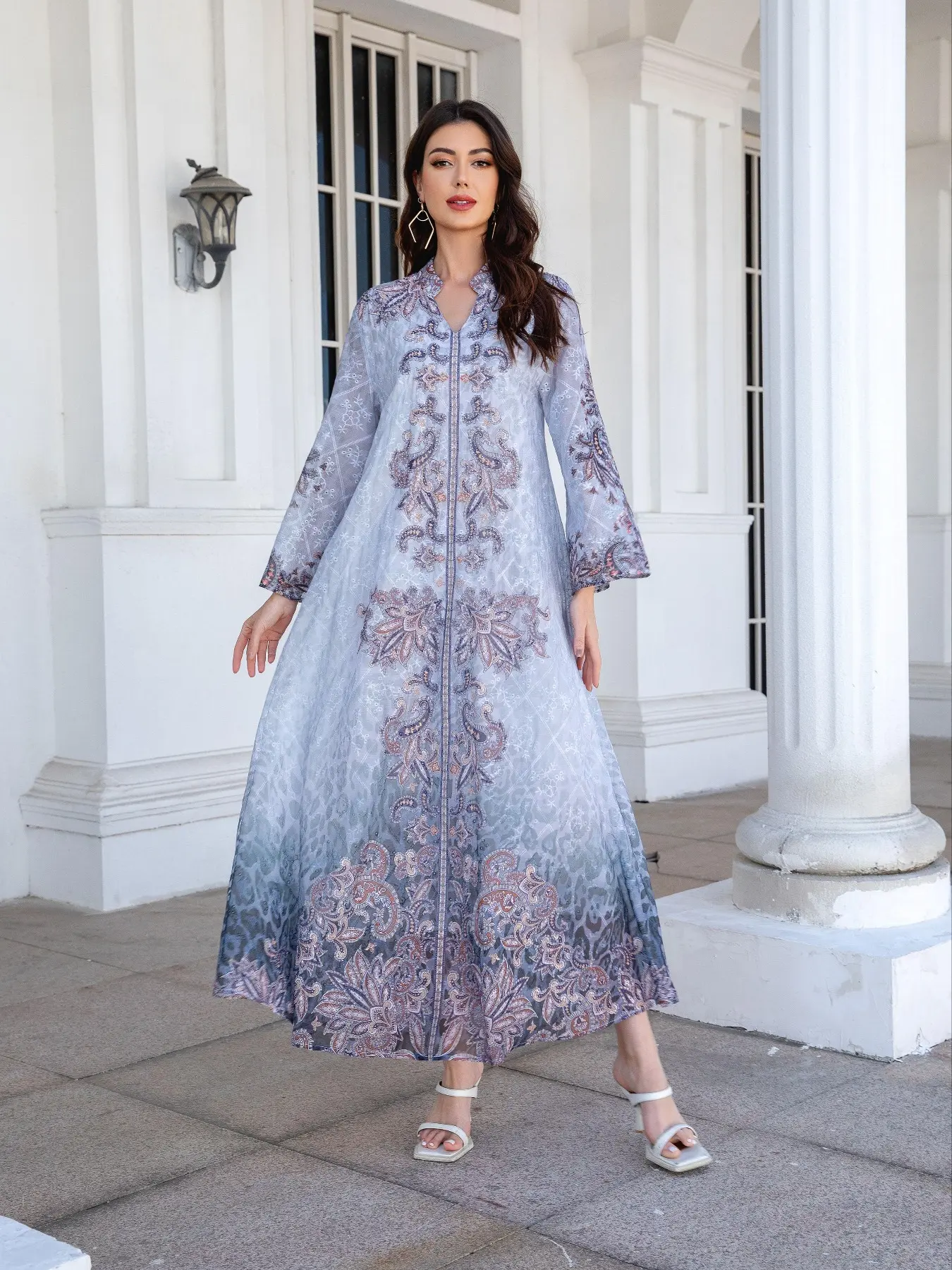 Women's Plants Print Long Sleeve Dress, Elegant Arabic Dress, Muslim  Clothing for Women, Arab Wedding Attire - TikTok Shop