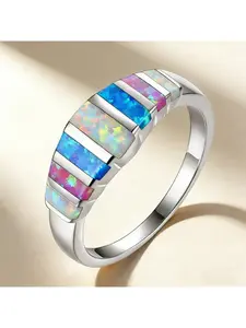 Colorful Fire Opal Fashion Jewelry Opal Cock Rings for Women Fashion Jewelry Luxury Evening Party Jewelry Christmas Gift for Her