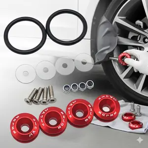 Heavy Duty Push Button Hood Quick Release Latch Kit with Lock Washer, Universal Bumper Trunk Lock System for Cars Trucks SUVs, Easy Install & Enhanced Safety