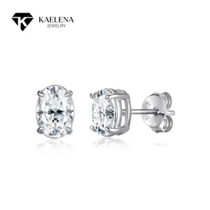 Kaelena D-Color VVS1 Oval Cut Lab-Grown Moissanite Stud Earrings | Hypoallergenic S925 Sterling Silver | Unisex & Ideal for Daily Wear | The Perfect Gift for Mother's Day, Valentine's Day, Birthdays, and Anniversaries