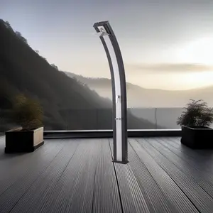 Sunneday SS0970 Outdoor Shower – 9 Gallon Solar Heated Shower with Adjustable Temperature Control, Self-De-Scaling Shower Head & Cold Water Faucet – Ideal for Camping, Poolside, and Beach Use – Black