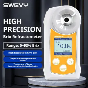 SWEVY LCD Backlight Digital Fruit Sugar Meter, Precision Refractometer for Milk Tea Drinks, Measurement 0-93% Brix, Home Farm Plant Use