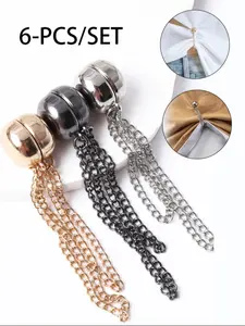 6 pcs Adjustable Magnetic Shirt Hem Clips, 6 Pack Casual Clothing Fasteners, Secure Pin Buckle for All Seasons, Easy-To-Use Waist Clip Accessories, Durable Metal Pins