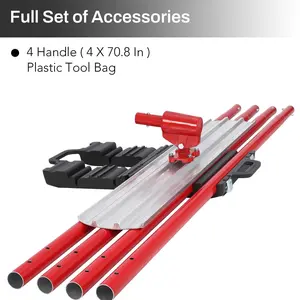 48"x8" Professional Magnesium Bull Float Concrete Finishing Tool Kit, Round Ends, 4 Handles, Adjustable Bracket, Smooth Surface Plastering, Manual Putty Knife Tool