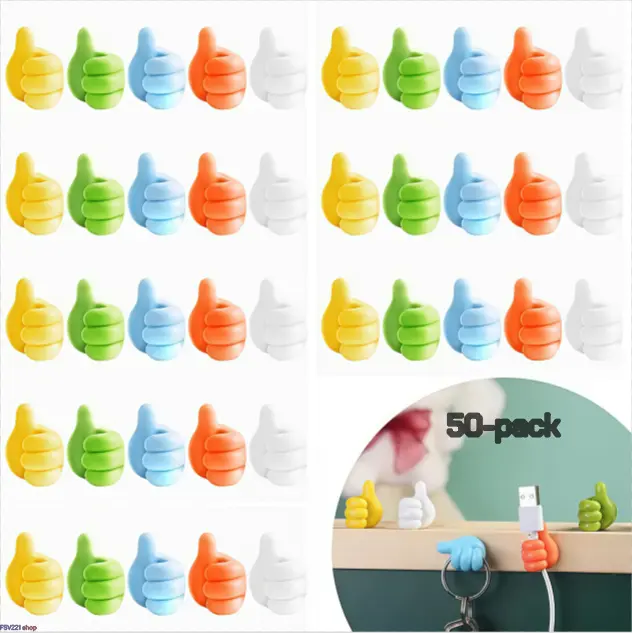 Adhesive Hooks, 50 Pack Cute Thumb-Shaped Silicone Wall Hangers for Home & Office, Multi-colors, Reusable & Tool-free to Install, Decorative, 50-Pieces, 2.8Cm Length, 2Cm Width, Sticky Hook, Storage, 50 Pcs campingessentials