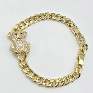 Bear Bracelet - Gold Color Chain with Teddy Bear Charm for Stylish Accessory