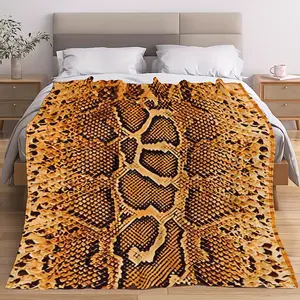 Ultra-Soft Gold Python Pattern Blanket - Multi-Functional, Lightweight and Machine Washable, Suitable for Sofa, Bed, Office Nap |   Polyester material suitable for all seasons
