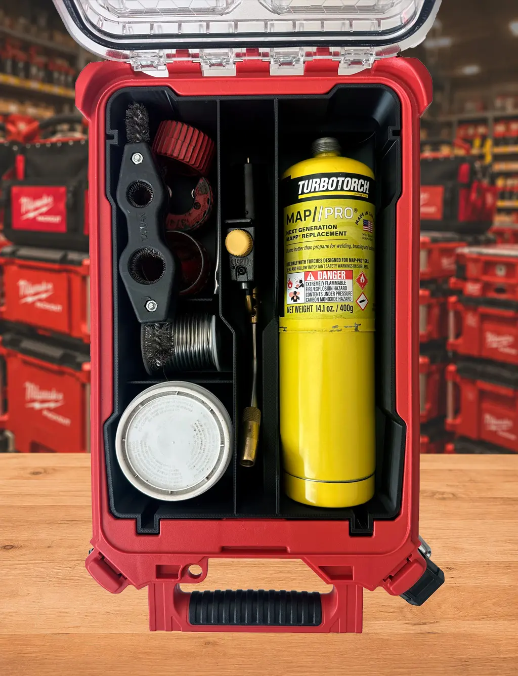 Insert for Bernzomatic Torch | Holds MAP-Pro or Propane Cylinder, Solder, Flux & Soldering Accessories | Fits Milwaukee PACKOUT 48-22-8435 | Insert Only