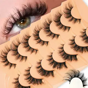 7 Pairs D Curl Dense Volume False Eyelashes, Makeup, Long Lasting Reusable Lash Strips, Natural Eye Enlargement, Easy Application, Perfect for Beginners, DIY Dramatic Lashes