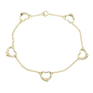 Pre-owned Tiffany & Co. 18K Yellow Gold (Au750) Small Leather Goods Open Heart Au750 Bracelet