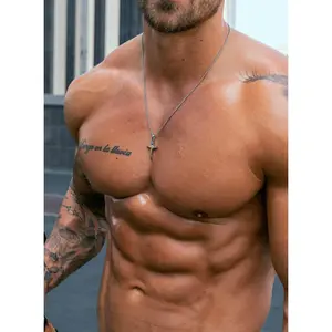 Sweatproof + Waterproof Mens silver Two tone Crucifix Necklace