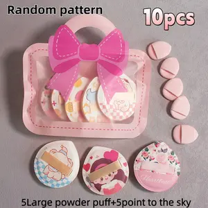 10pcs Cute Mini Finger Makeup Sponges Set, 5 Large + 5 Small, Butterfly Bag, Latex-Free, Perfect for Conceal, Setting, Under Eye, Gift for Girls