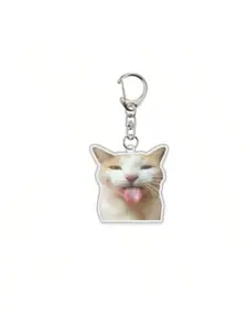 Creative Fun Cat Emoji Diy Acrylic Keychain, Funny Pet Charm, Unisex Bag Accessory, Random Shipping (1pc), Cute Style, Keychain For Bags