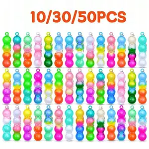10/30/50PCS Mini Keychain Pop Push Bubbles Fidget Toys Stress Relief Sensory Toys Children Classroom Prizes Gifts New 2024