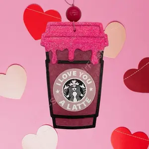 I Love You A Latte Car Freshie – Cute Coffee Cup Car Air Freshener