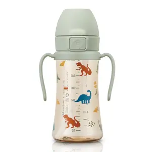 Grosmimi PPSU Straw Cup with Flip Top - 10oz (300ml) Stage 2 Straw Included