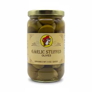 Buc-ee's Garlic Stuffed Olives - Hand-Stuffed with Whole Garlic Cloves for Bold Savory Flavor - Perfect for Antipasto & Cocktails - 9 oz Jar - Rich Aromatic Taste - Versatile Uses - No Artificial Preservatives - Food, Pickled Snacks, Pasta