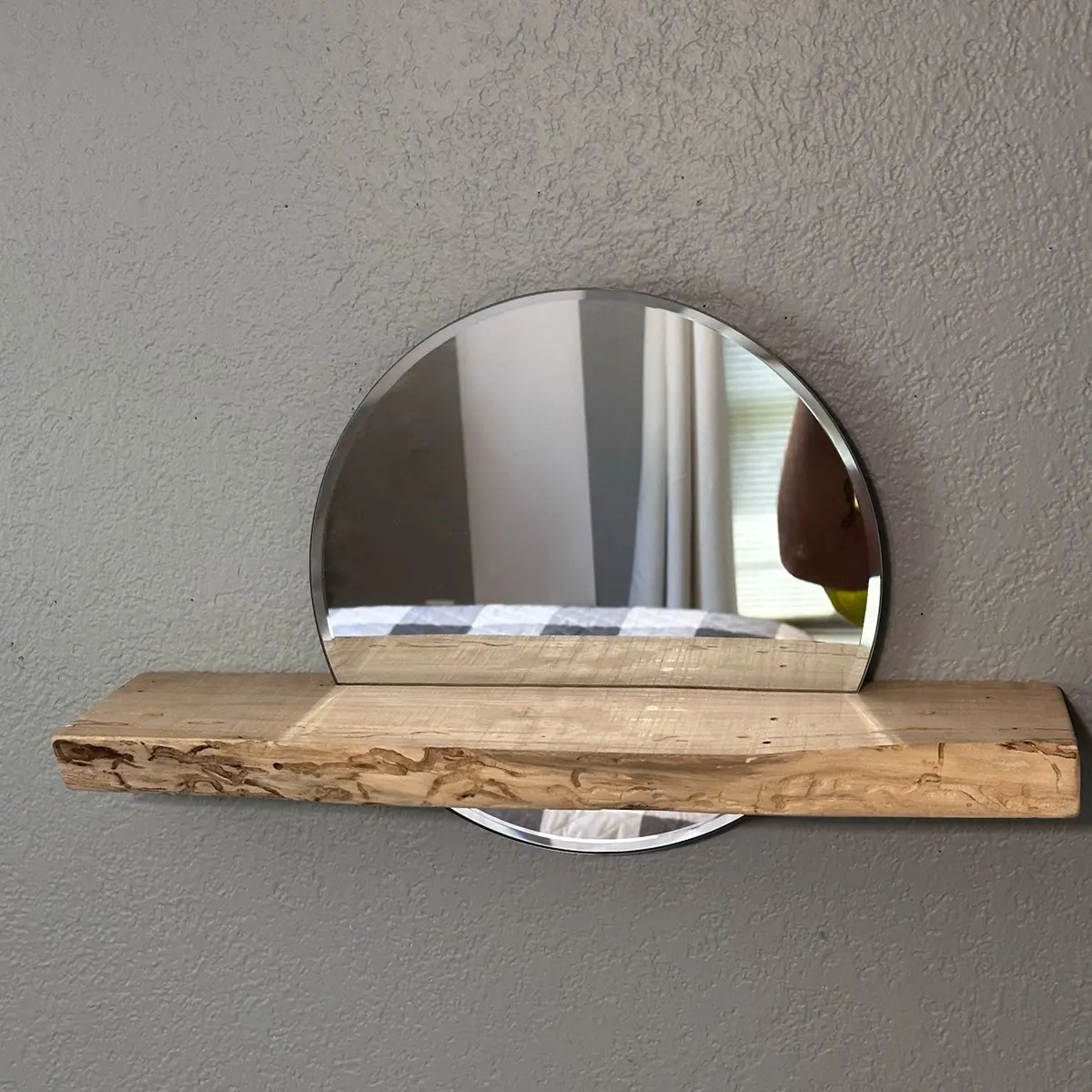 Mirror with Live Edge Shelf - Perfect for Bathroom or Bedroom Storage