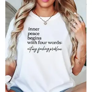 Women's Humorous Inner Peace Quote Short Sleeve Crew Neck Tee