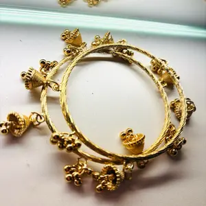 Bell Ghungru Bangles - Traditional Gold-Toned Bells for Festive Wear
