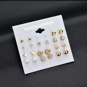Women's Fashion Gold Beaded Earrings Set - Elegant Daily Wear Jewelry for Special Occasions