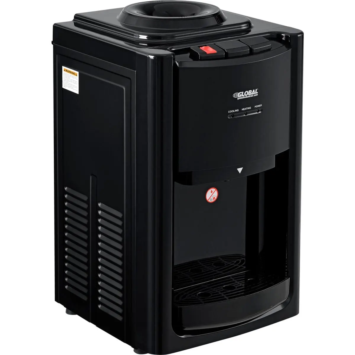 Countertop Water Dispenser, Compact Top-Loading Unit with Tri-Temp Hot, Cold & Room Temperature Water for Offices, Black Finish