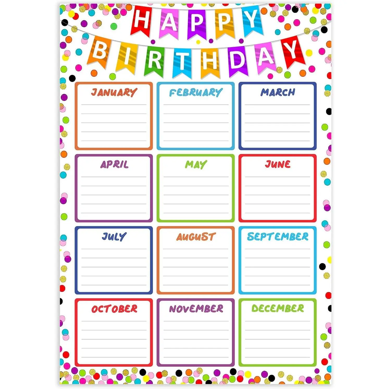 Classroom Birthday Chart Poster, Office/School Educational Supplies for Bulletin Board Decor, Back-to-School Teacher Gifts