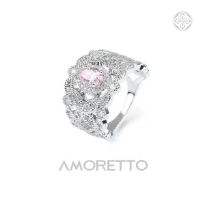 AMORETTO|Aria Lace Ring – Fancy Pink *Fancy Pink CZ Ornate Openwork Band Ring