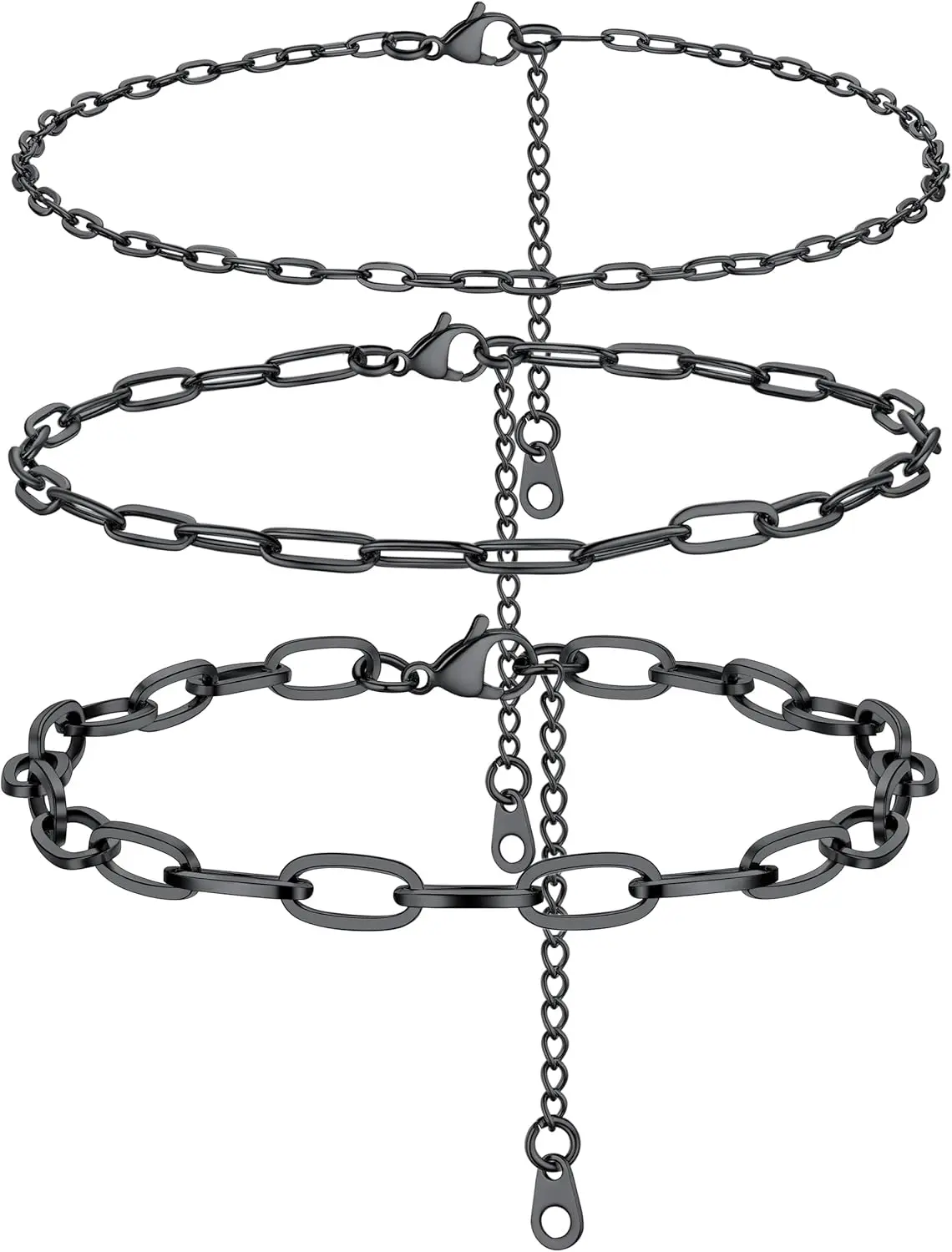 L: black-paperclip chain(3pcs)