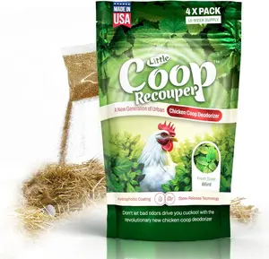 Little Coop Recouper Urban Chicken Coop Deodorizer - Unique Formula for Slow Release, Natural Fresh Scent, Up to 15 Weeks Supply, 4 x 0.5oz Mint