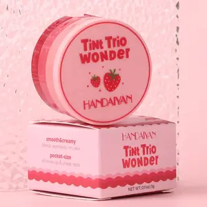 HANDAIYAN Tint Trio Wonder 3-in-1 Blendable Palette Cream Bronzer Silky Smooth Powder Blush Shimmer Highlighter Travel Friendly Stackable Makeup Kit with Mirror Compact Daily Matte Cosmetic