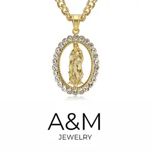 A&M Virgin Mary Necklace-Black Friday,christmas gift ideal,holiday jewelry,new style elegant jewelry,Gold Plated,Chunky funky unique accessory dangle,huggie hoop Women's thoughtful gift