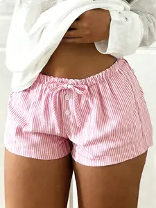 Women's Summer Striped Drawstring Shorts, Comfortable Breathable Casual Wear for Beach Vacation and Daily