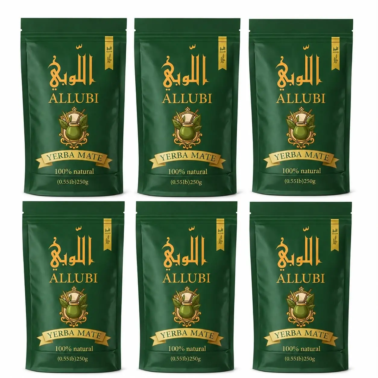 ALLUBI  Organic Yerba Mate– 6 Bags × 250g (3.3 lb)