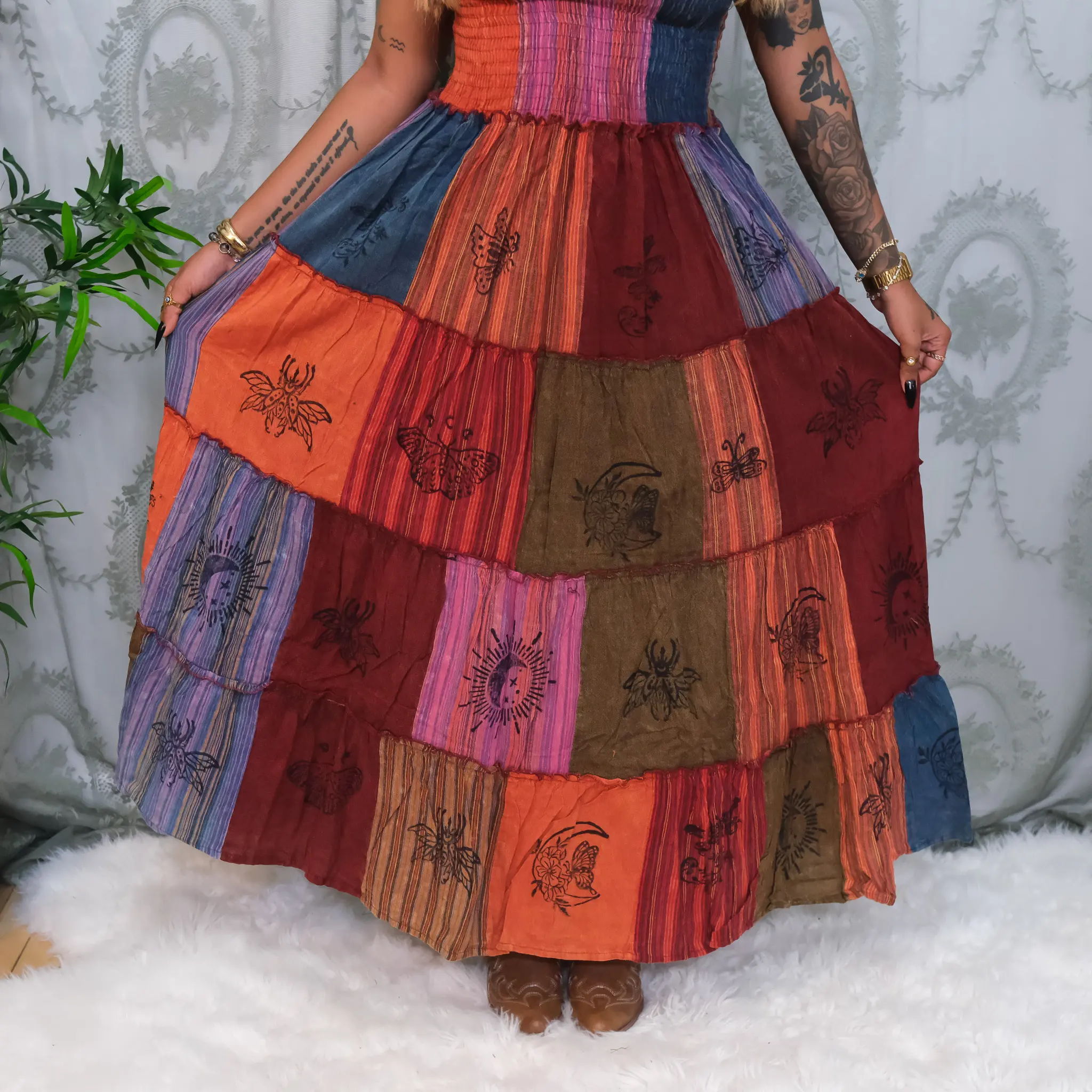 Boho Patchwork Multi Way Skirt Dress, Hippie Festival Maxi Dress, Handmade Cotton Gypsy Clothing, Convertible Long Summer Fairy core Outfit - TikTok Shop Boho Patchwork Multi Way Skirt Dress, Hippie Festival Maxi Dress, Handmade Cotton Gypsy Clothing, Convertible Long Summer Fairy core Outfit - TikTok Shop