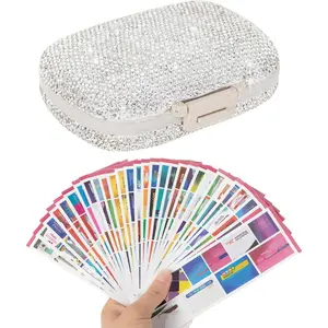 Pill Organizer with Labels Bling Pocket Pill Case with Stickers Travel Medicine Kit Holder Small Purse Pill Box Container Portable Mini Medication Storage