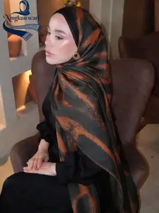 Women's Fashion Digital Print Cotton Linen Long Scarf, Modest Sun Protection Shawl, Elegant Multi-Purpose Wrap, Daily Use Headband Veil