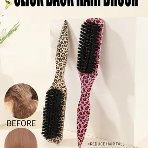 Leopard Print Tail Brush and Comb Set, Soft Boar Bristles, Abs Material, Hair Care and Styling, Home and Salon Use, Back-To-School Essential