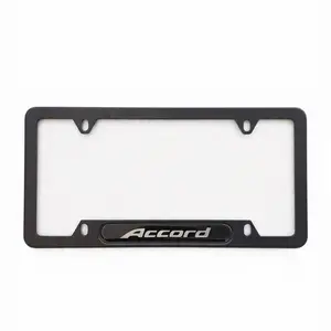 For Accord Black Stainless Steel License Plate Frame | 3D Domed Chrome Logo Rust-Proof Sedan Car Gift