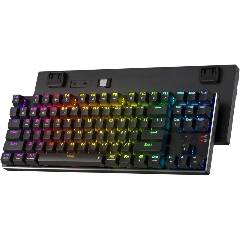 K660RGB-PRO (K556 TKL)  Gaming Keyboard, 80% 87  BT/2.4Ghz Tri-Mode Aluminum Mechanical Keyboard w/ Function , Hot-Swap Sockets & Noise Absorbing Form, Red