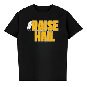 WST Commanders Raise Hail Text Graphic Tee Casual Cotton Men's Shirt - SuperB Champs 2025 Graphic Tee - Football Club Fan Shirt, Cotton, Classic Fit